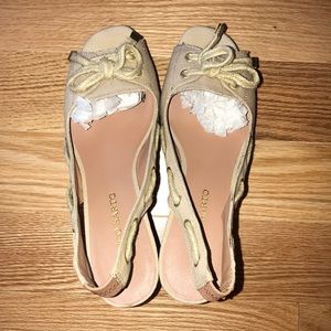 NIB women’s wedges with open heel.